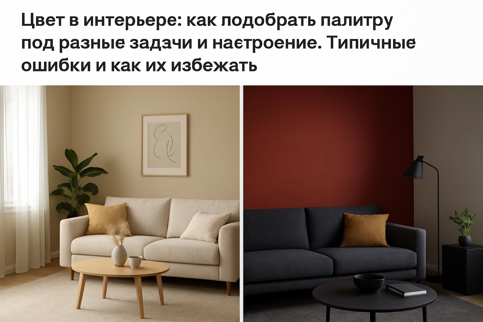 Цвет в интерьере: как подобрать палитру под разные задачи и настроение. Типичные ошибки и как их избежать